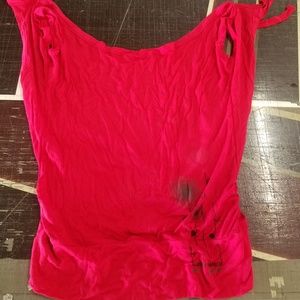 Red Tank Top Low Cut Back
